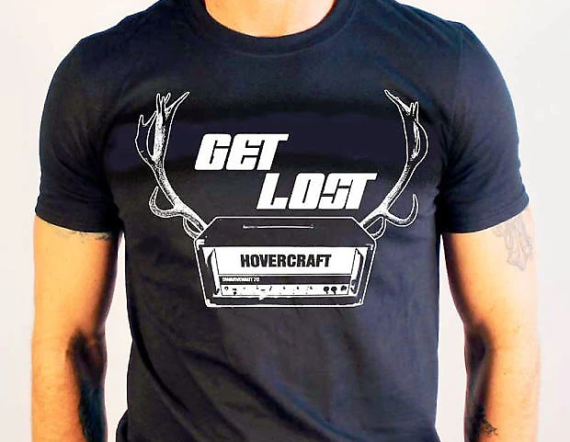 Hovercraft Get Lost Size XL Black Shirt Dwarvenaut 20 Antlers